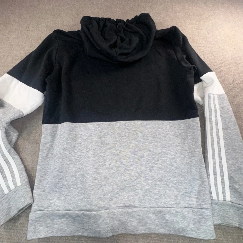 Adidas Mens Colorblock Logo Hoodie Black Grey White Sweatshirt 6135